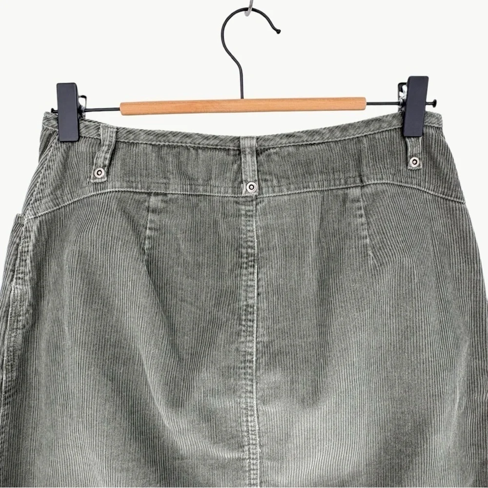 Vintage B Moss Corduroy A Line Mini Skirt Size 8 Sage Green 90s Cotton